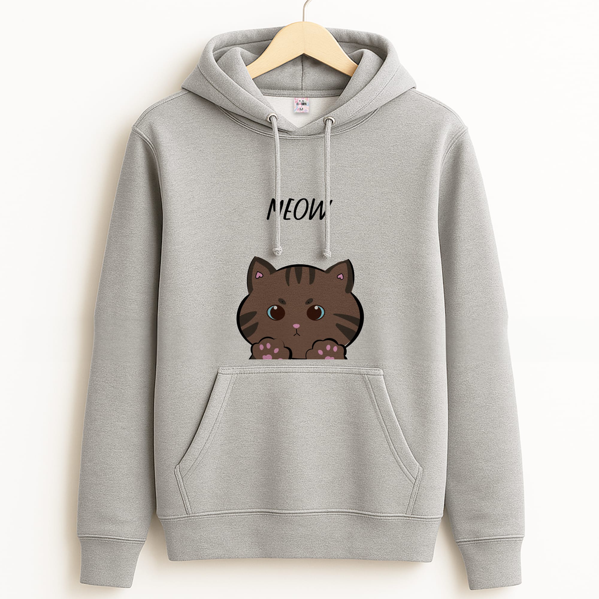 Meow Purple - Cats Grey Hoodie