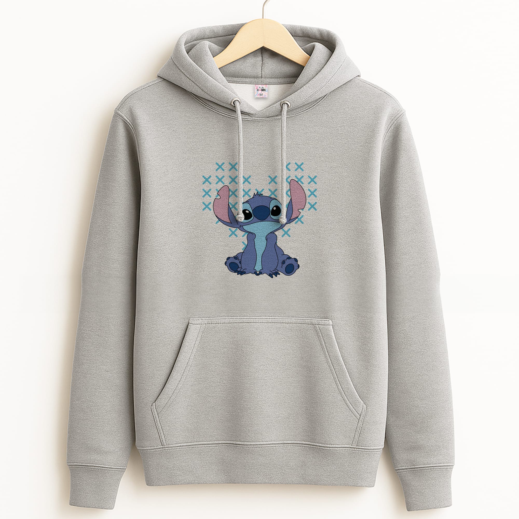 Blue Alien Hearts Grey Hoodie