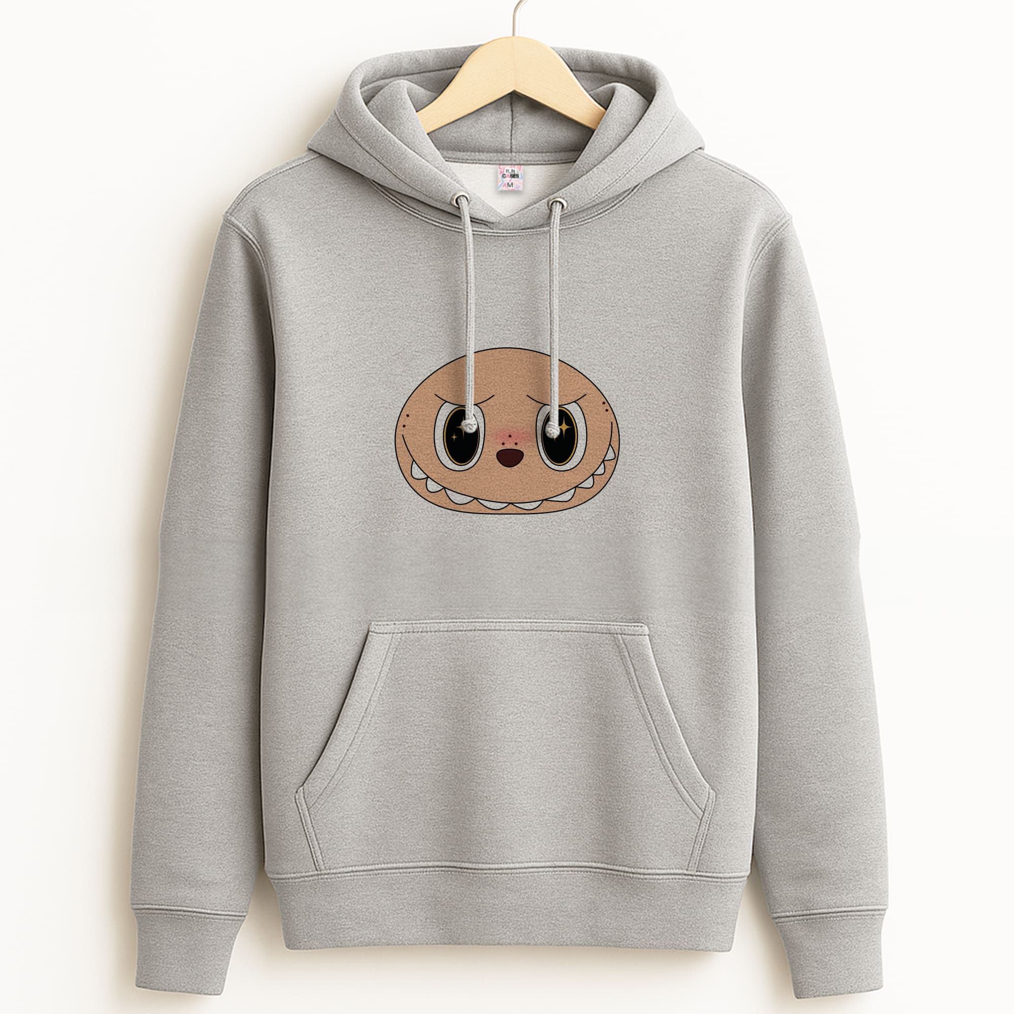 Cute Brown Monster Face Grey Hoodie