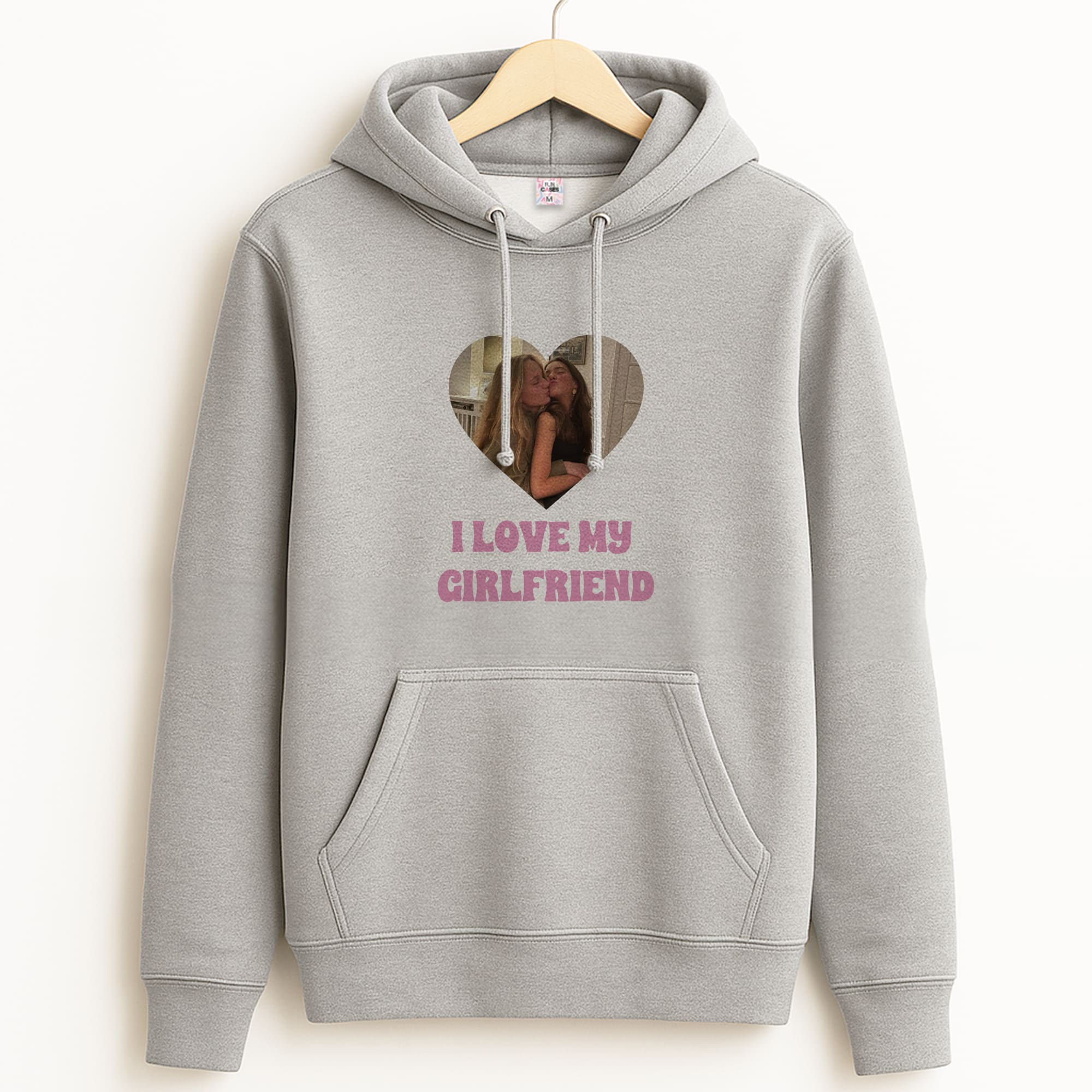 I Love My Girlfriend - Personalised Couples Grey Hoodie