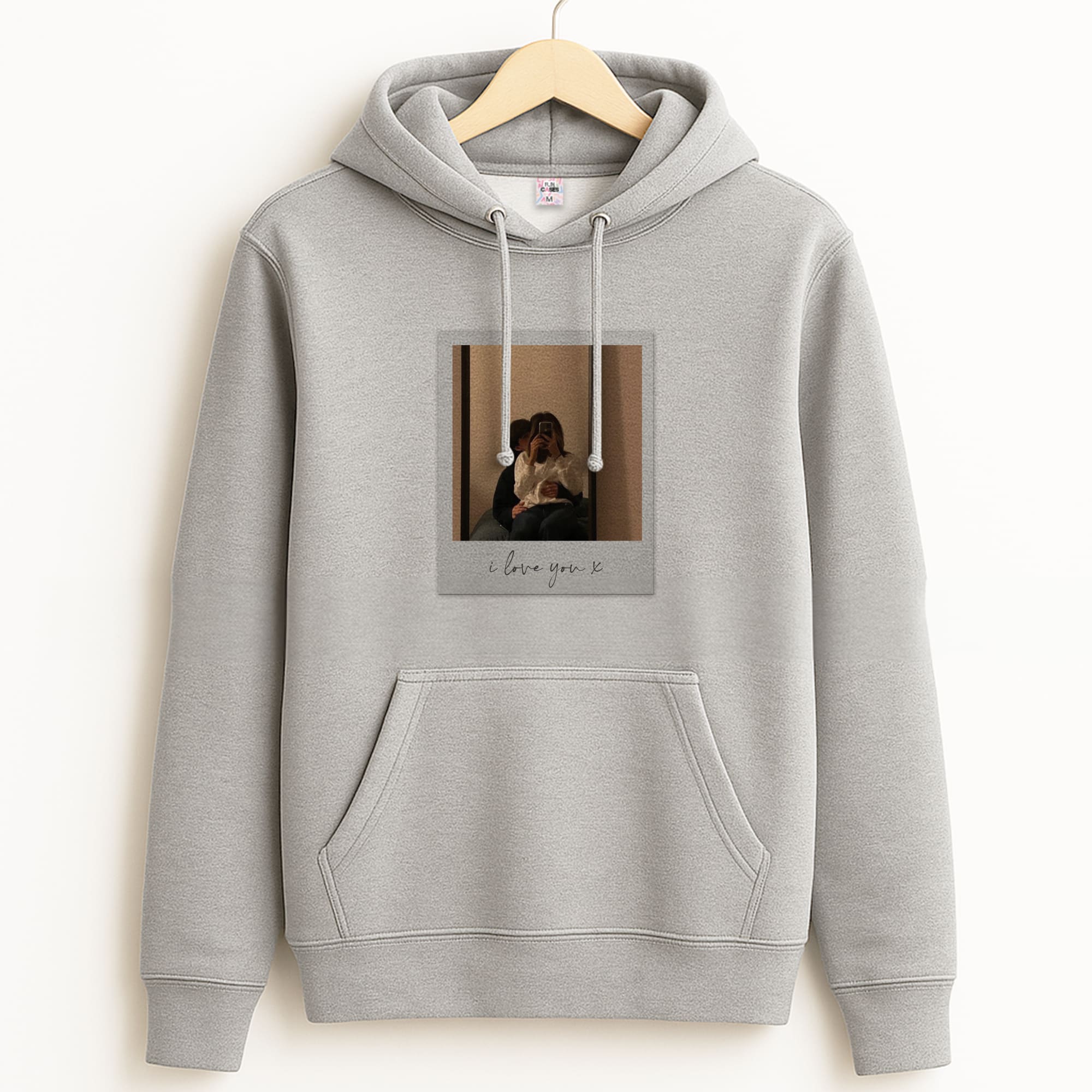 I Love You Polaroid - Personalised Couples Grey Hoodie