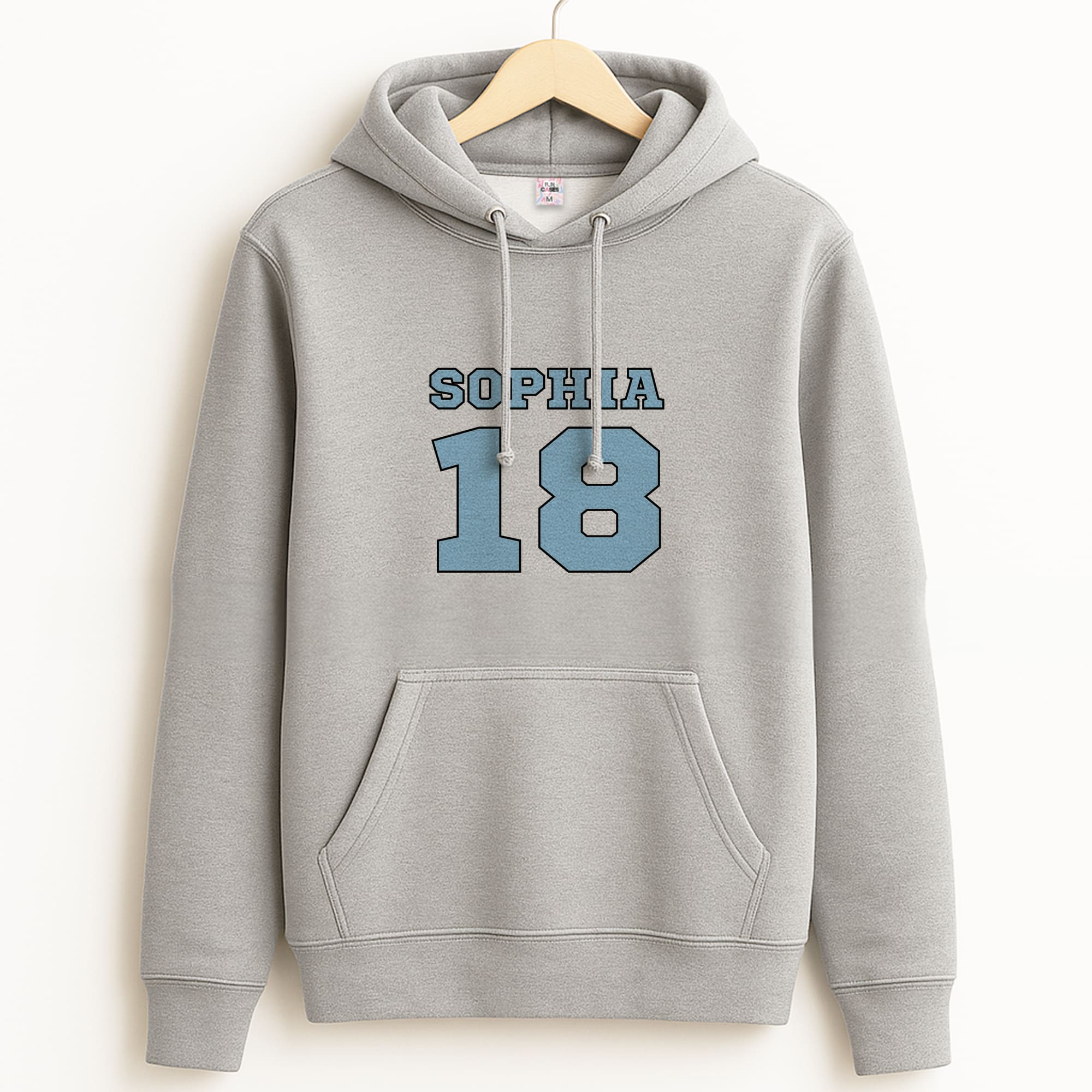Light Blue - Personalised Football Grey Hoodie