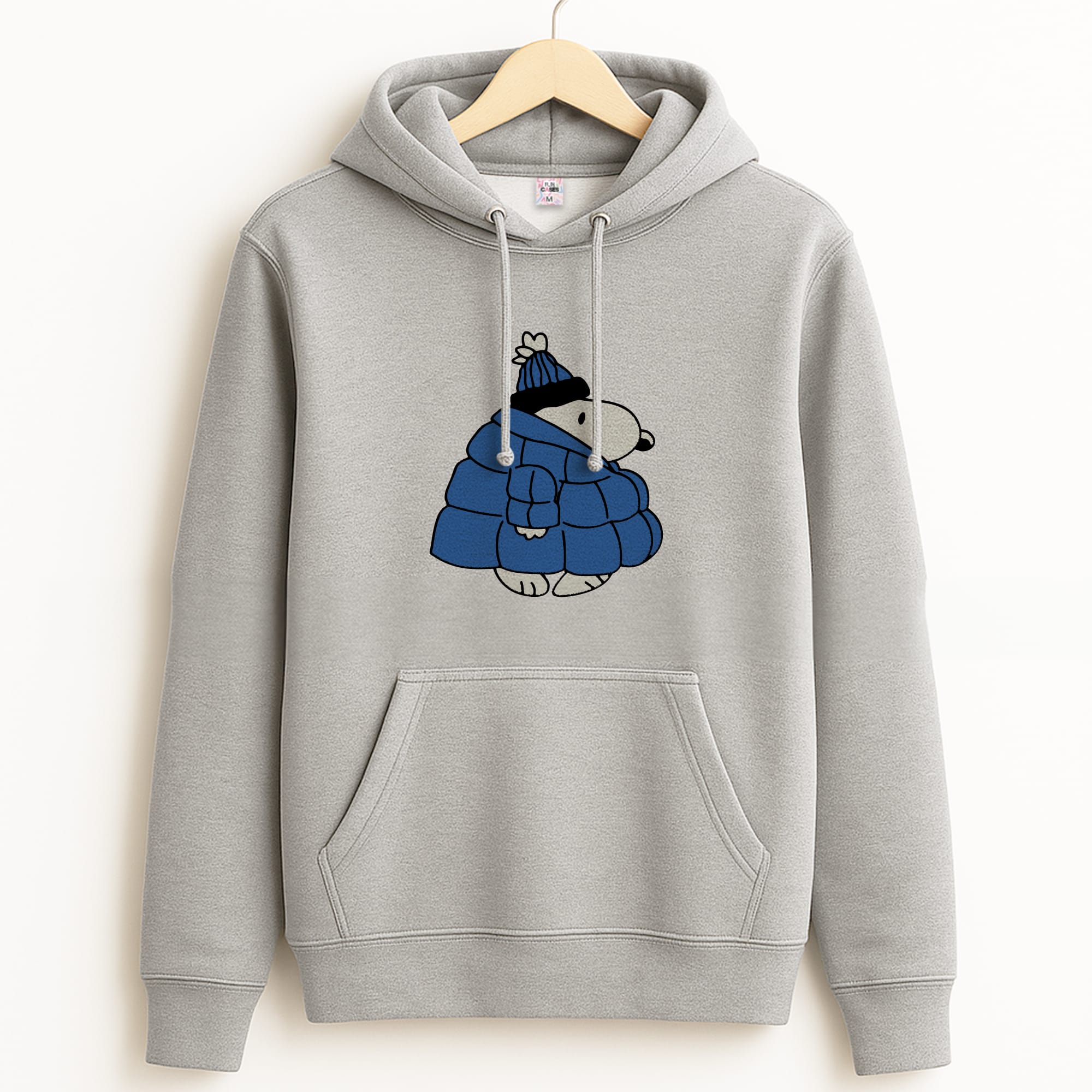 Cartoon Beagle Puffer Jacket Blue Grey Hoodie