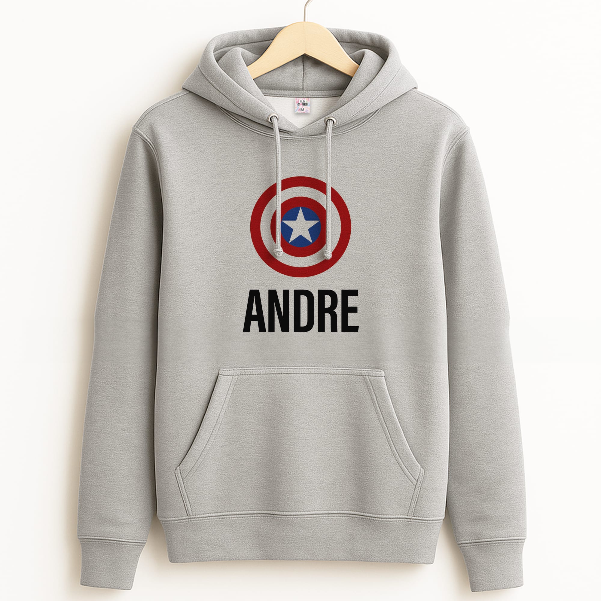 Captain America - Personalised Superhero Comic Grey Hoodie