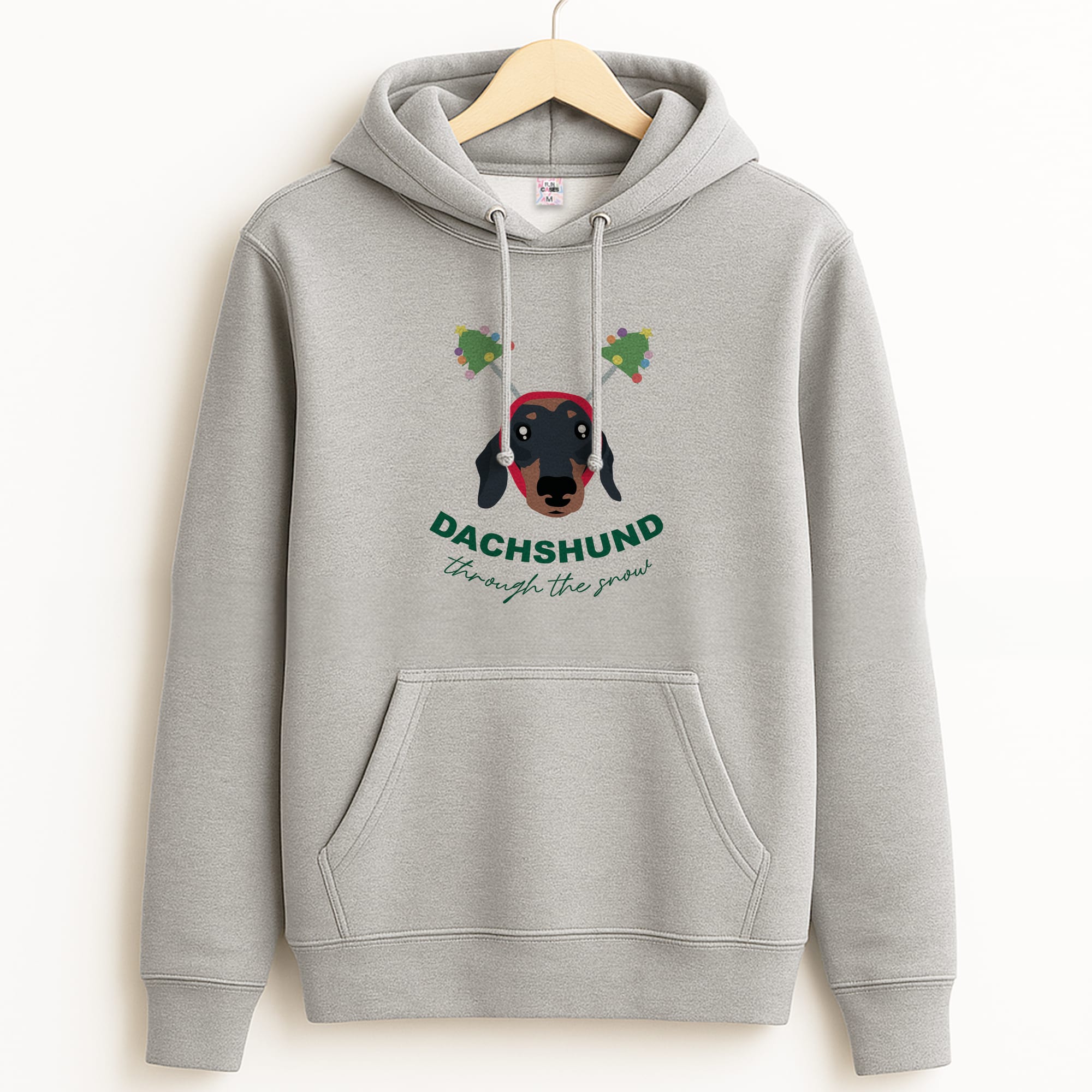 Dachshund Through The Snow Grey Hoodie