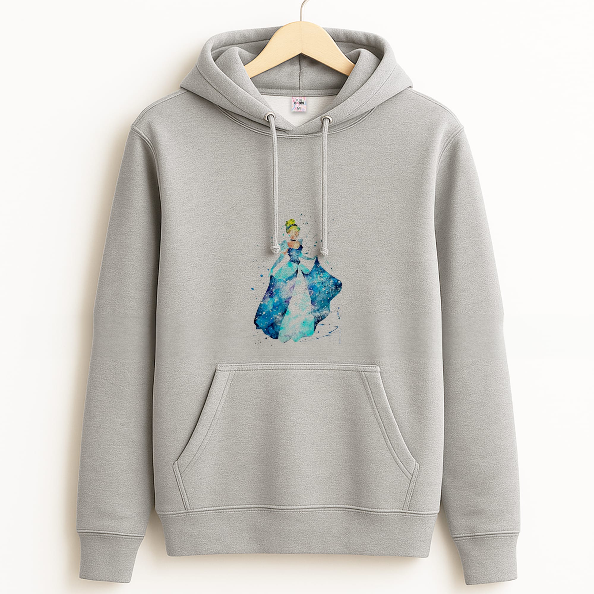 Watercolour Cinderella Fairytale Grey Hoodie