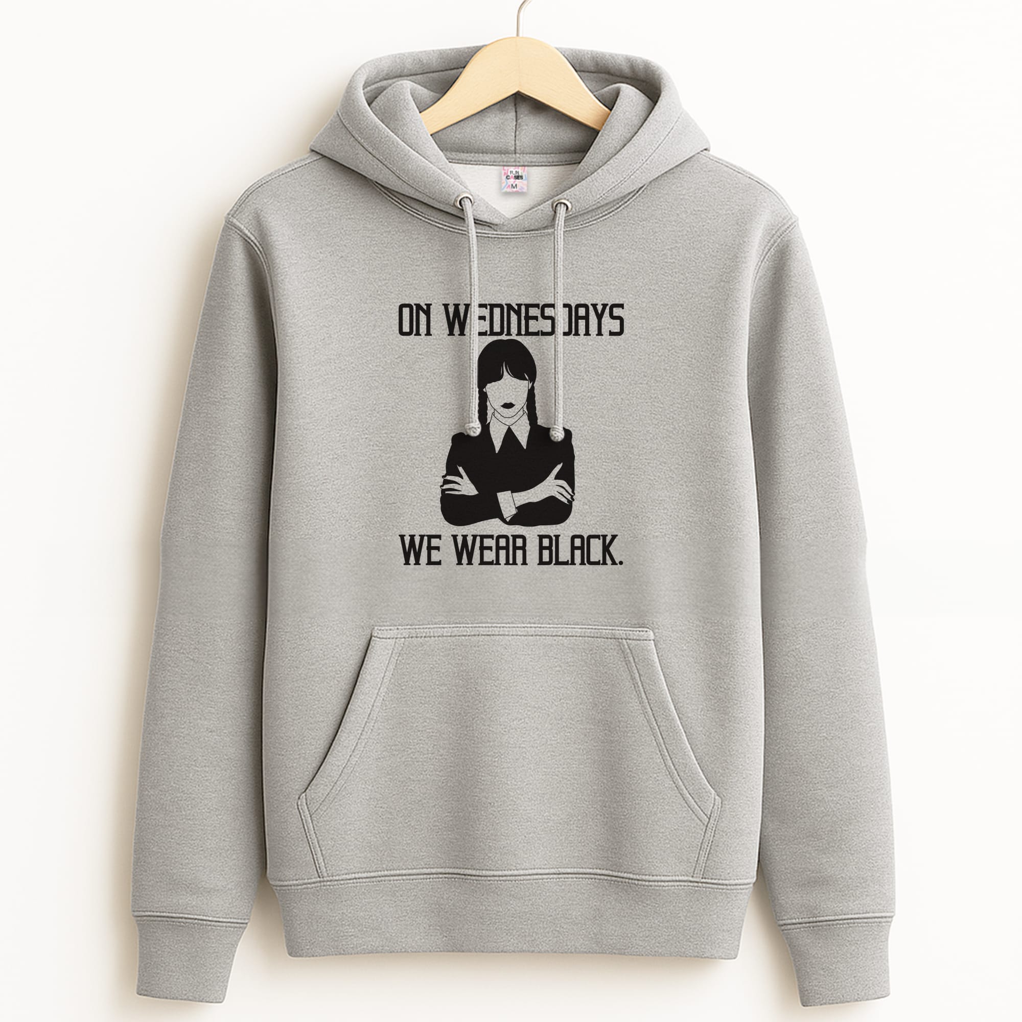 On Wednesdays We Wear Black Grey Hoodie