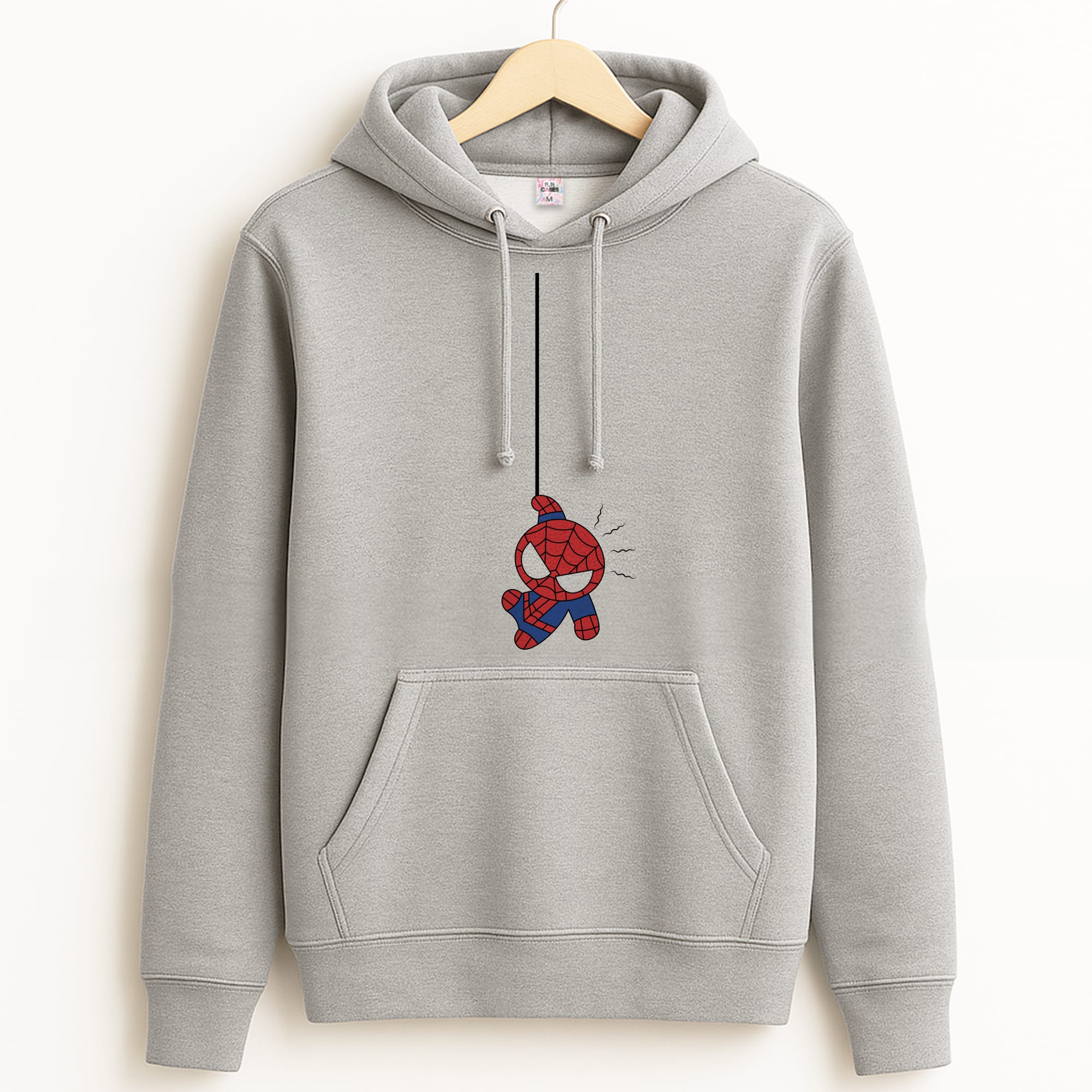 Blue Hanging Spider Hero Grey Hoodie