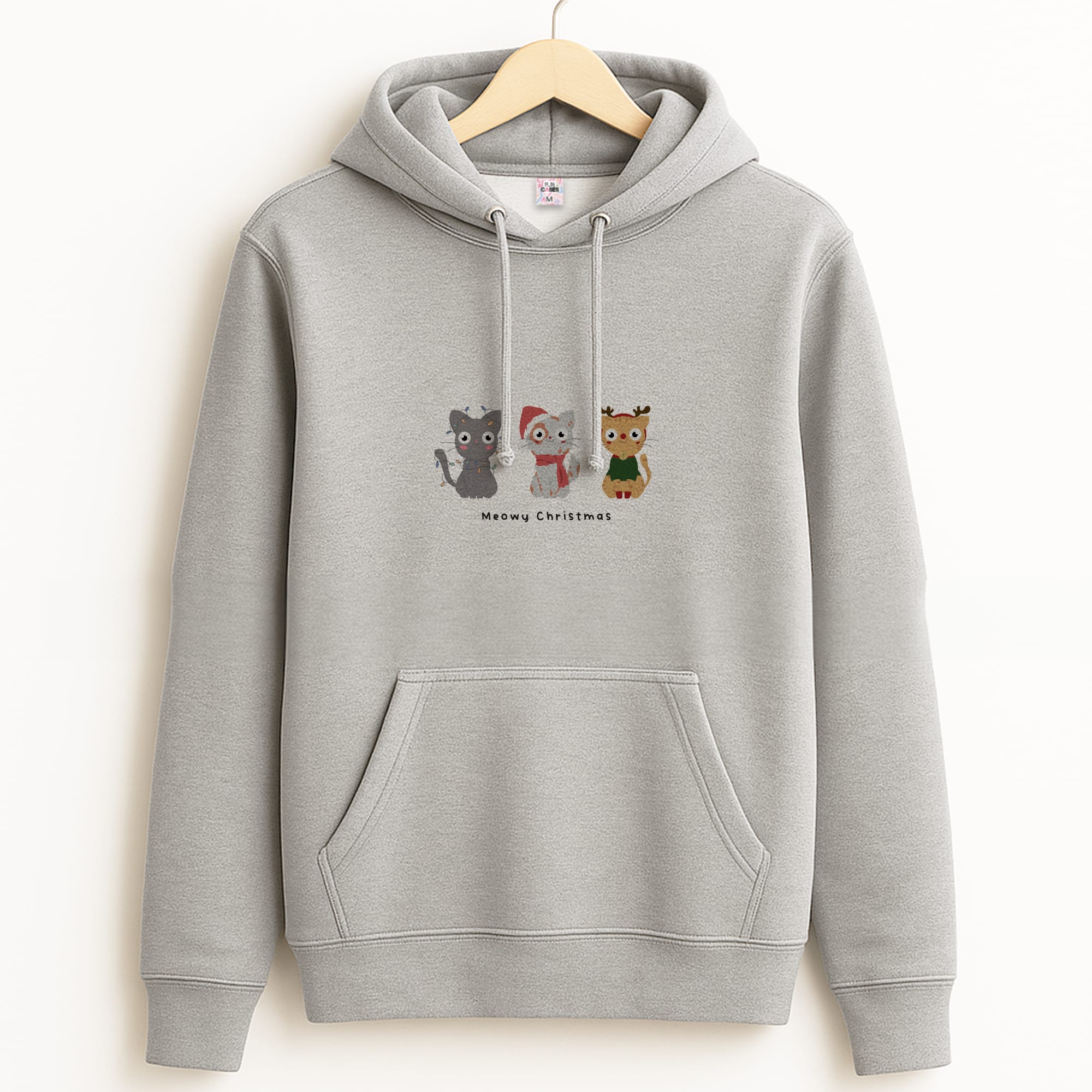Meowy Christmas Grey Hoodie