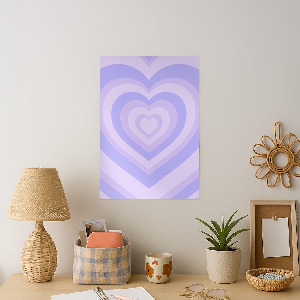 Purple - Colourful Hearts Art Print