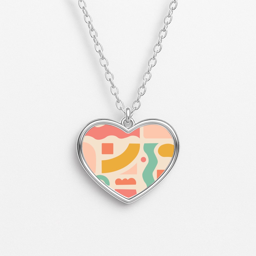 Abstract Patterns 21 Heart Necklace