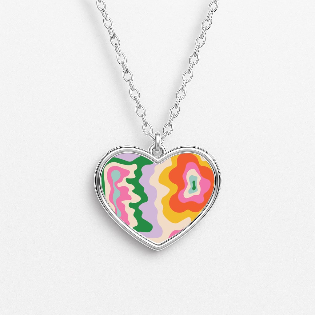 Abstract Patterns 25 Heart Necklace