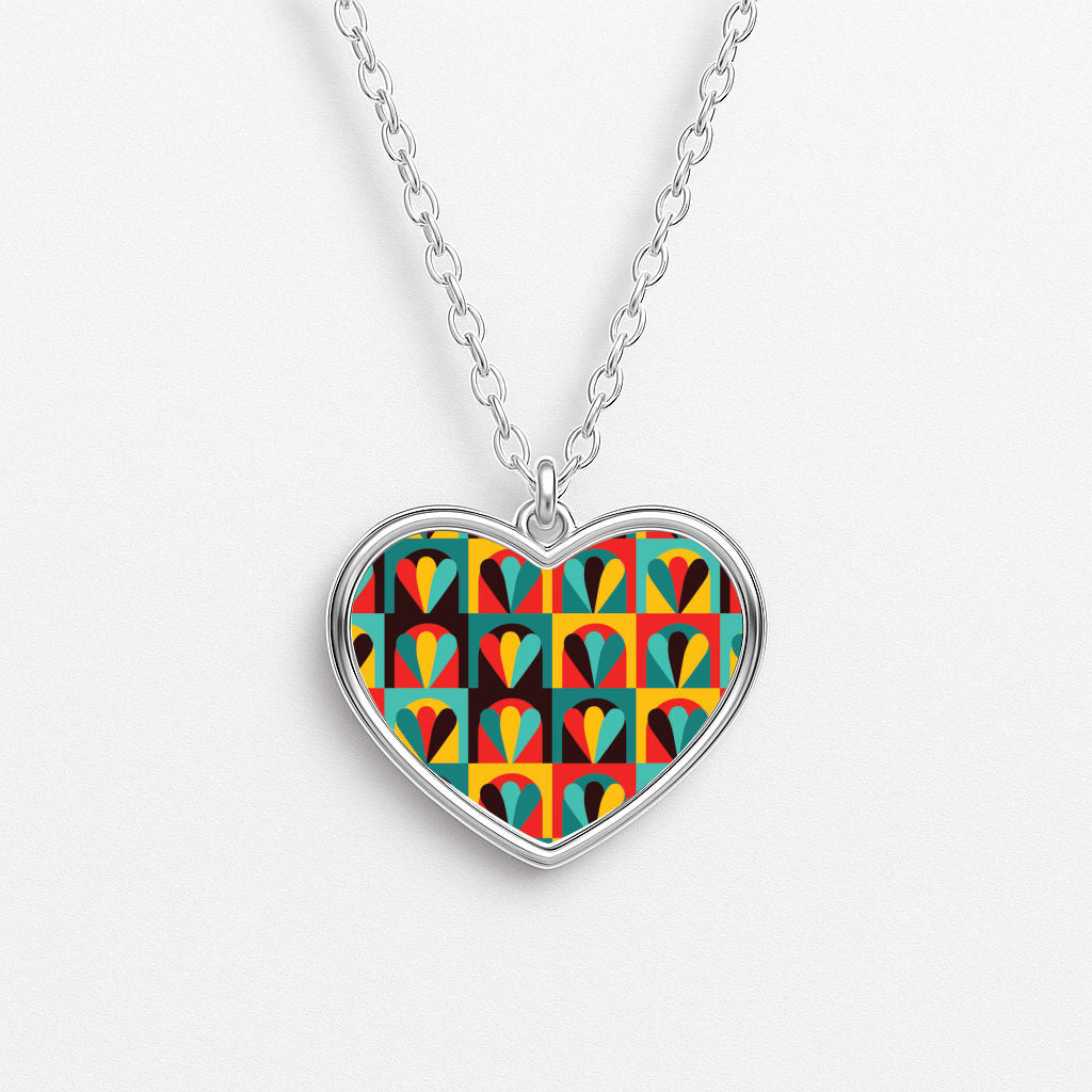 Abstract Pattern 2 Heart Necklace