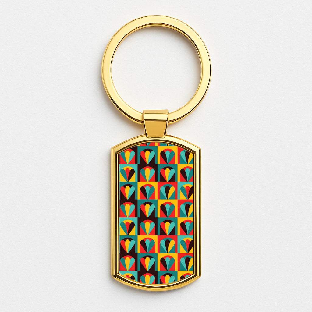 Abstract Pattern 2 Gold Keyring