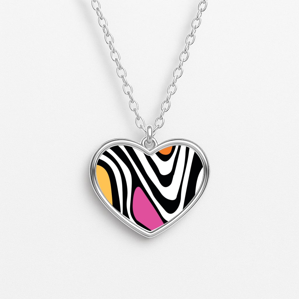 Abstract Pattern 5 Heart Necklace