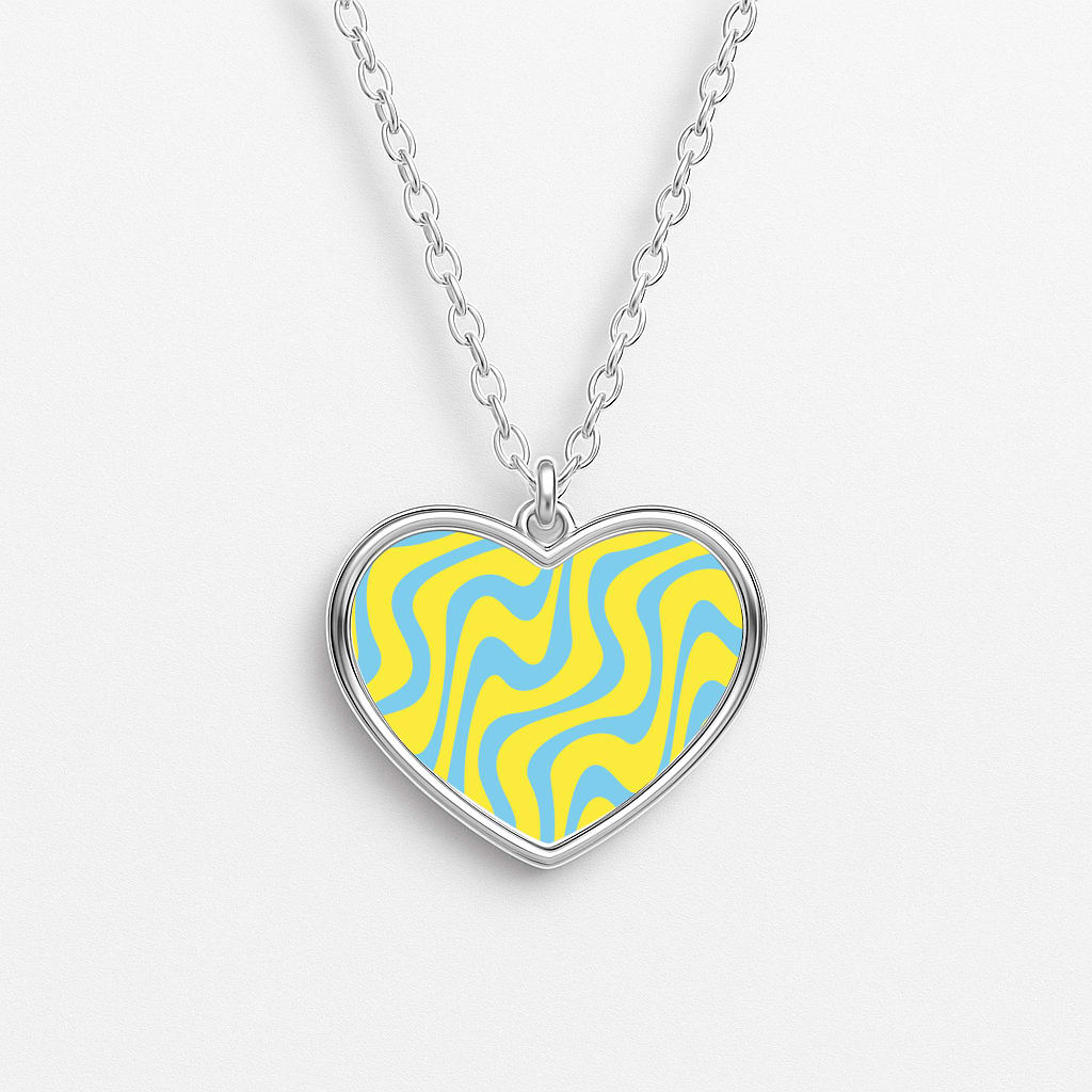 Abstract Pattern 10 Heart Necklace