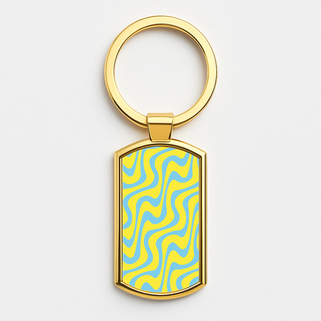 Abstract Pattern 10 Gold Keyring
