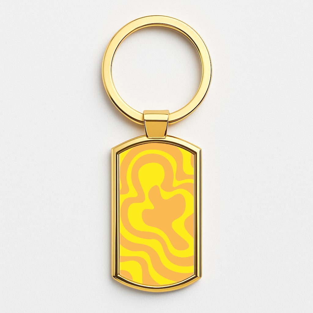 Abstract Pattern 13 Gold Keyring