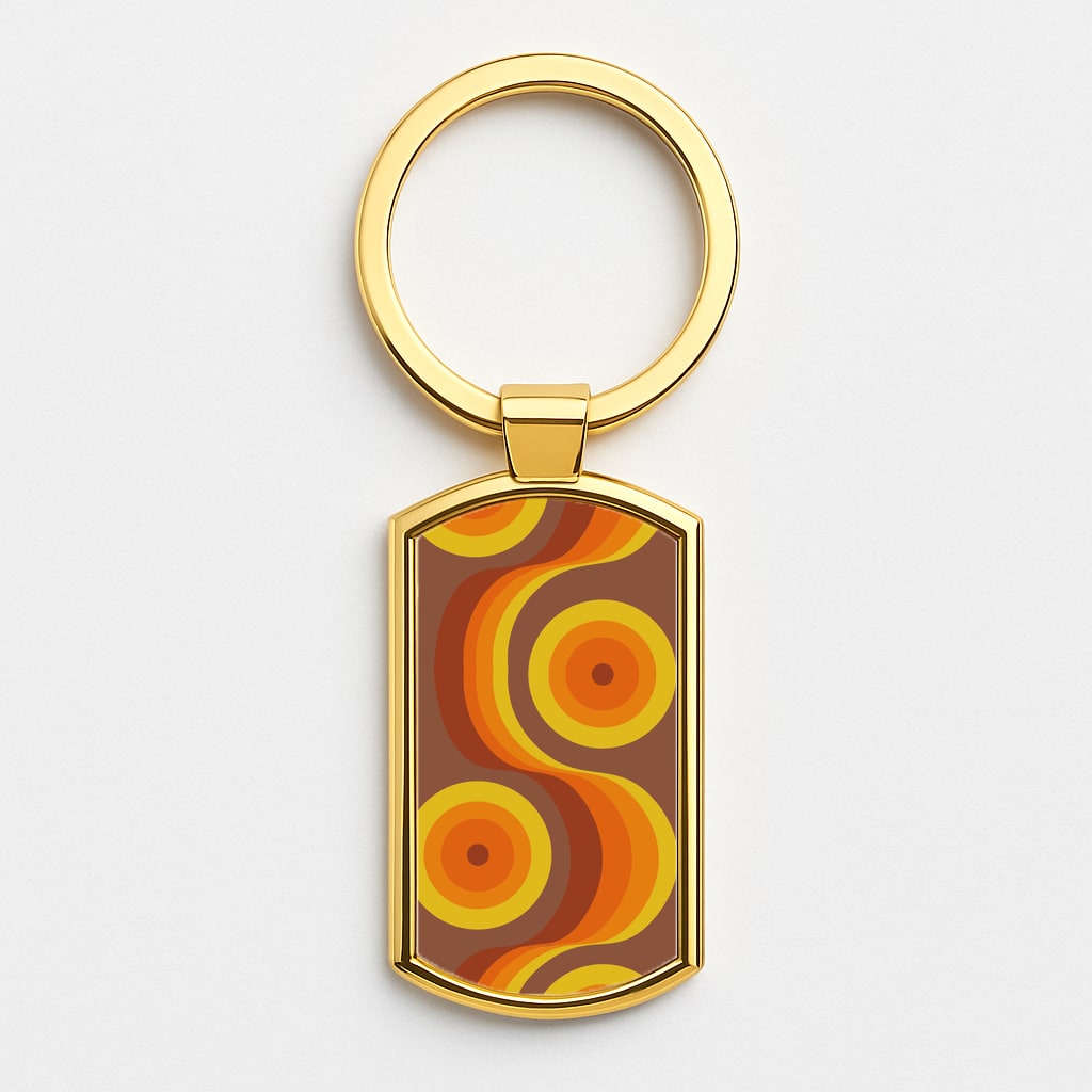 Abstract Pattern 17 Gold Keyring