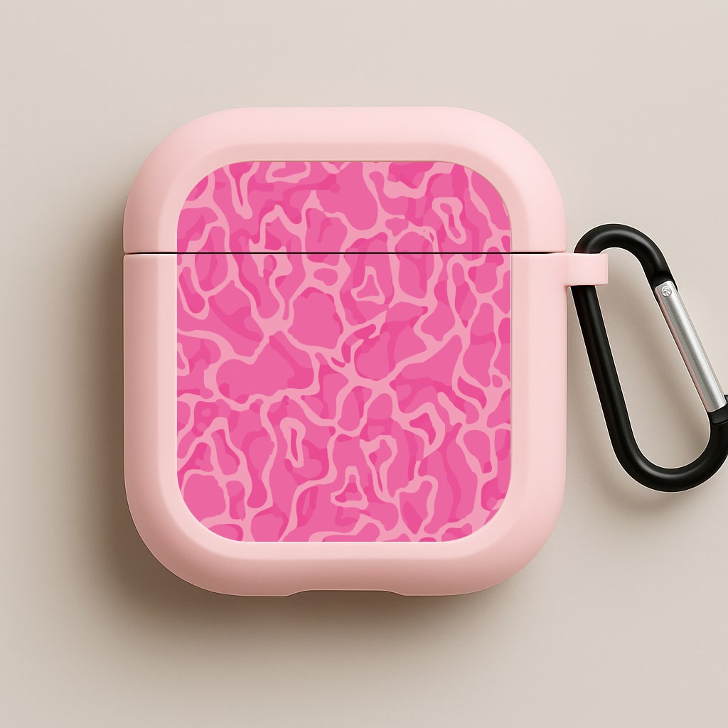 Orange Retro Flowers Pattern Pink AirPods Case