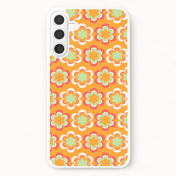 Orange Retro Flowers Pattern Phone Case for Galaxy A57