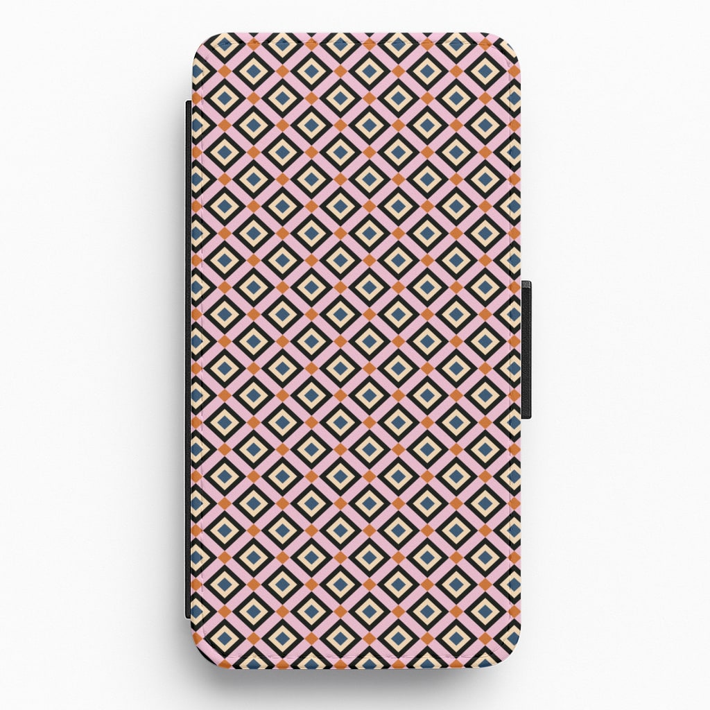 Retro Diamonds Pattern Flip / Wallet Phone Case