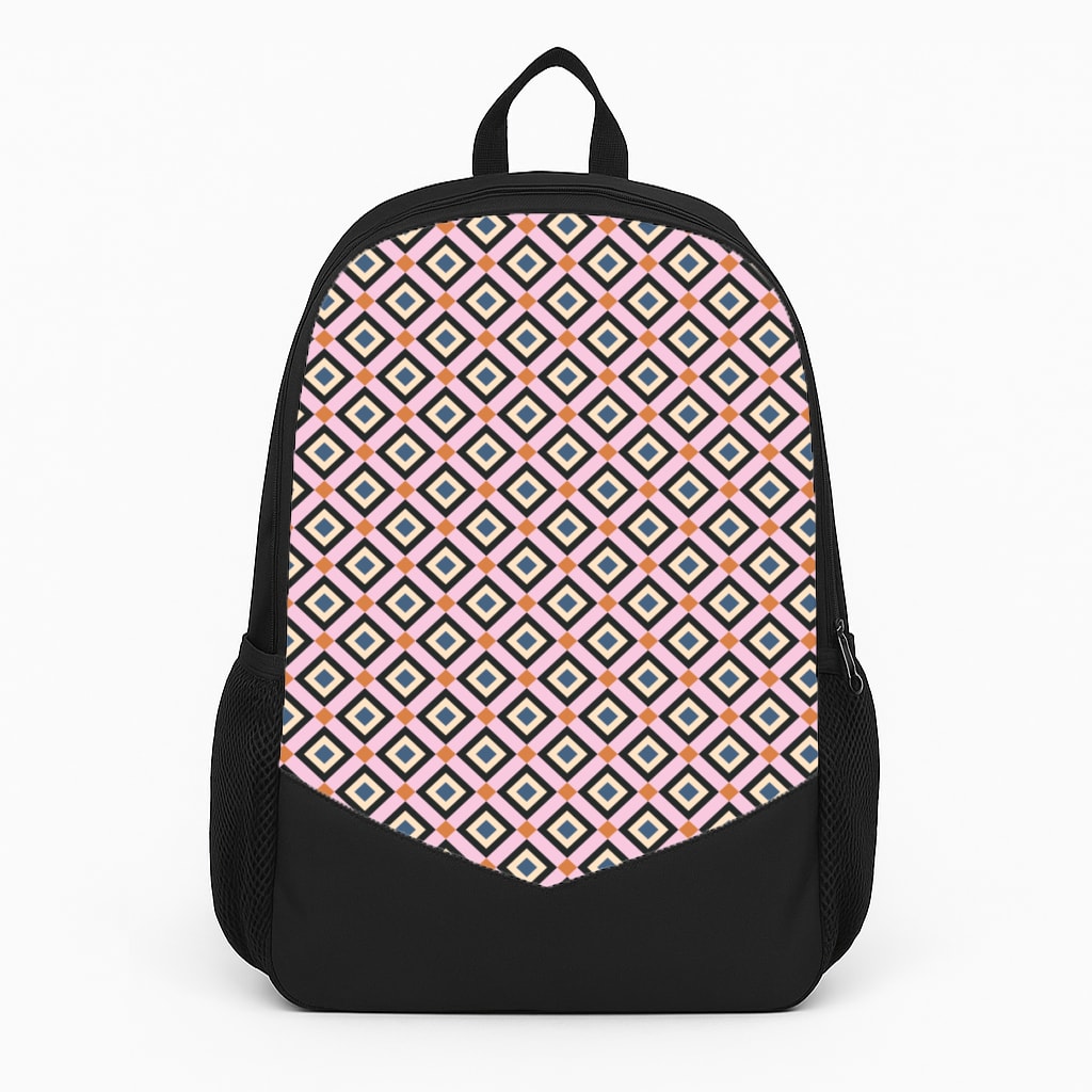 Retro Diamonds Pattern Large Backpack
