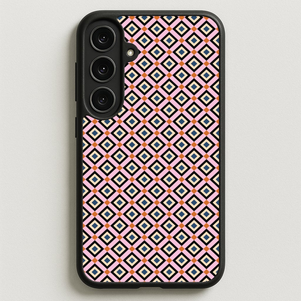 Retro Diamonds Pattern Phone Case for Galaxy S25FE