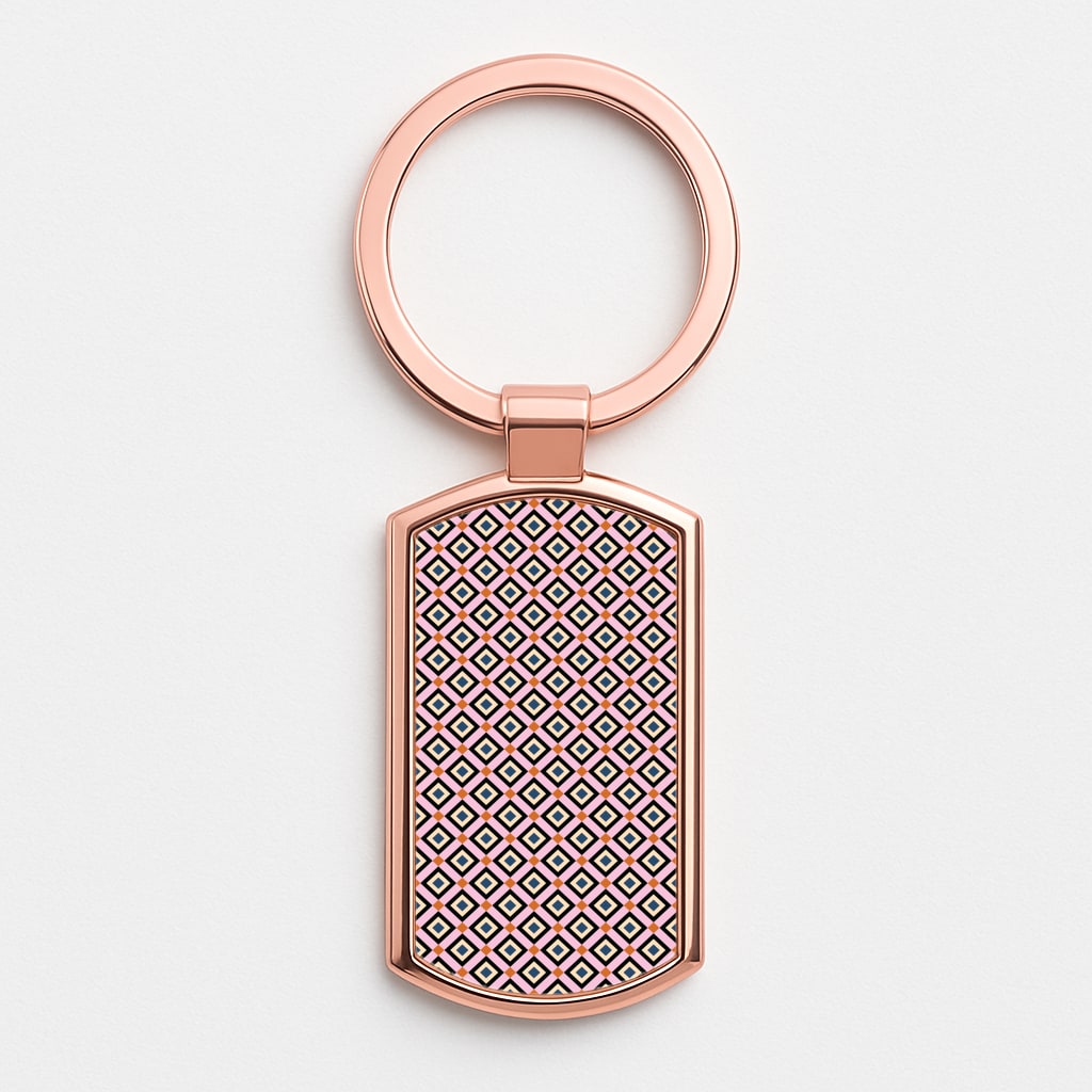 Retro Diamonds Pattern Rose Gold Keyring