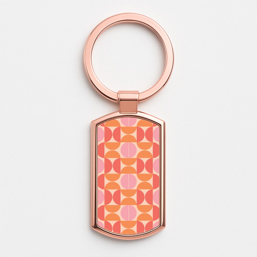 Retro Semi Circles Pattern Rose Gold Keyring