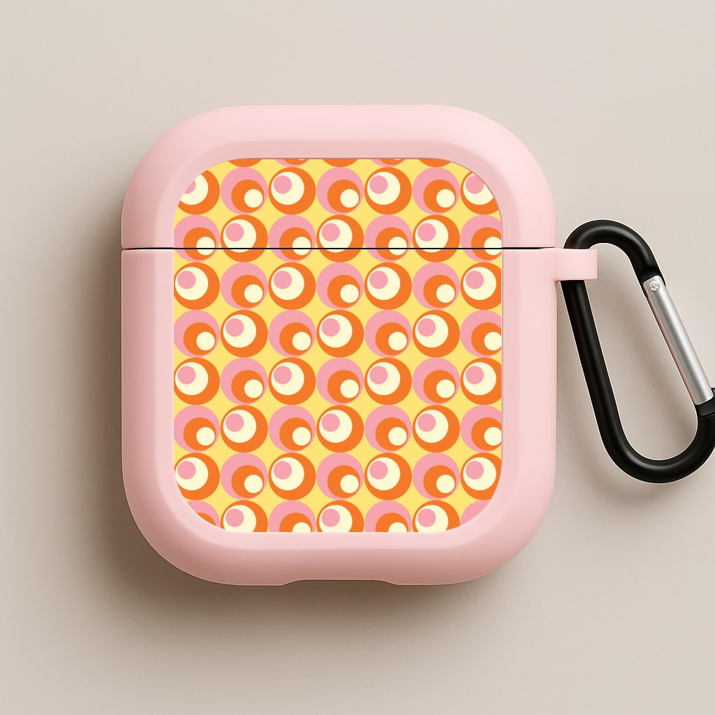 Colourful Circles Retro Pattern Pink AirPods Case