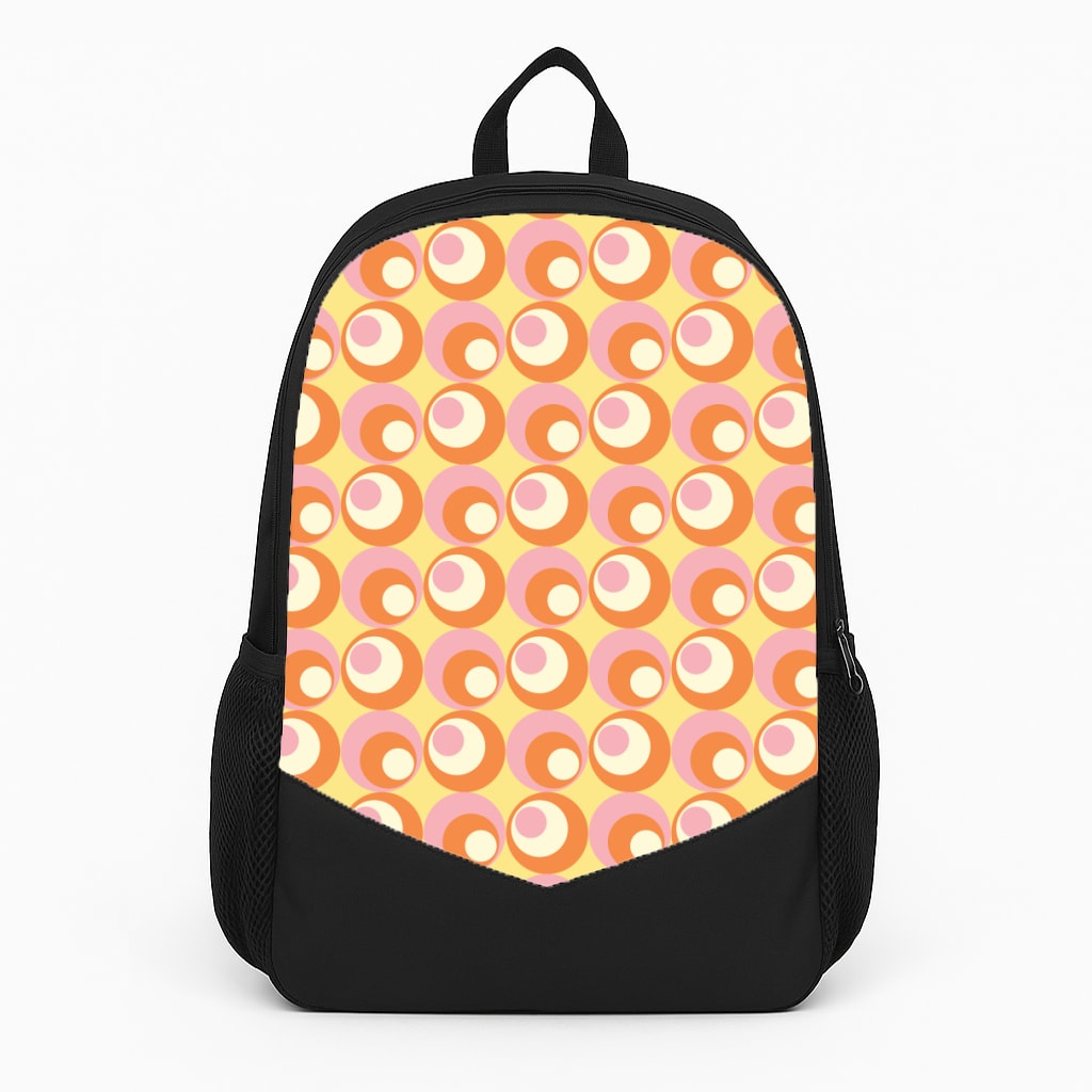 Colourful Circles Retro Pattern Large Backpack