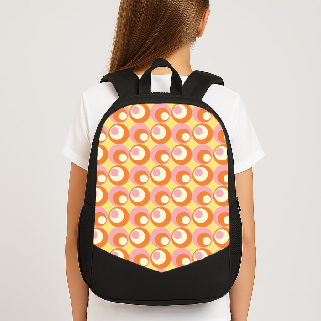 Colourful Circles Retro Pattern Large School Bag