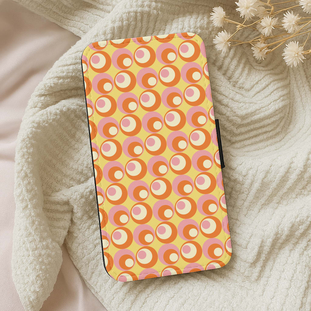 Colourful Circles Retro Pattern Wallet Phone Case