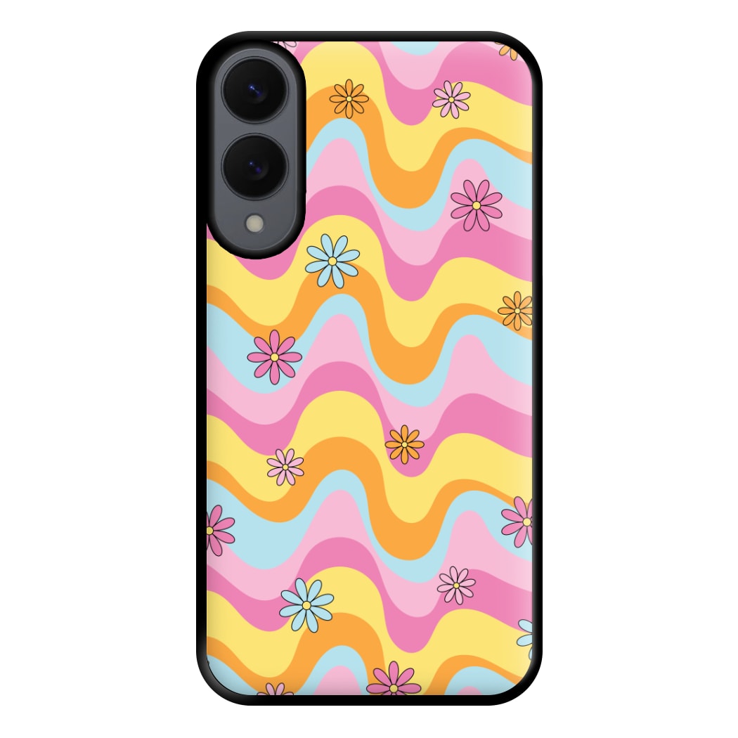 Summer Waves Retro Pattern Phone Case for Galaxy S25 Edge