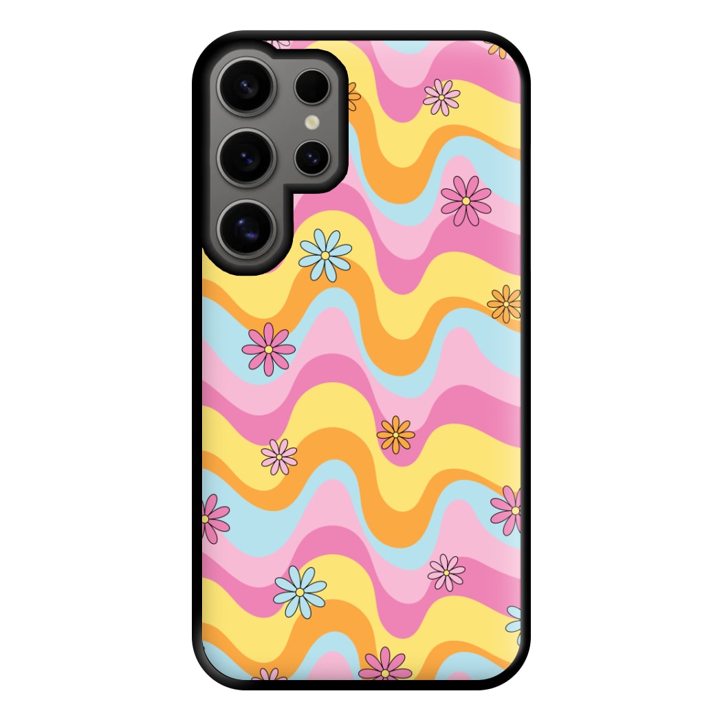 Summer Waves Retro Pattern Phone Case for Galaxy S24 Ultra