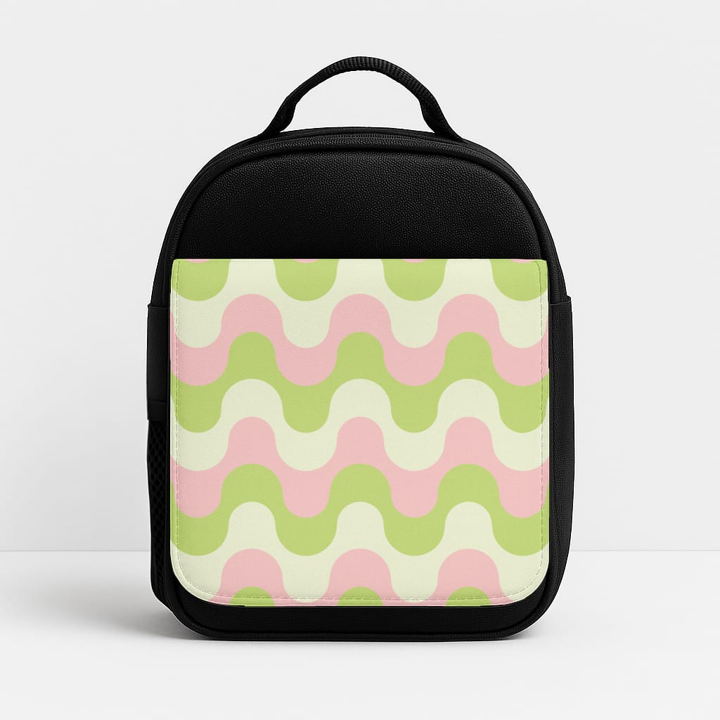 Green And Pink Retro Waves Pattern Insulated Lunchbox