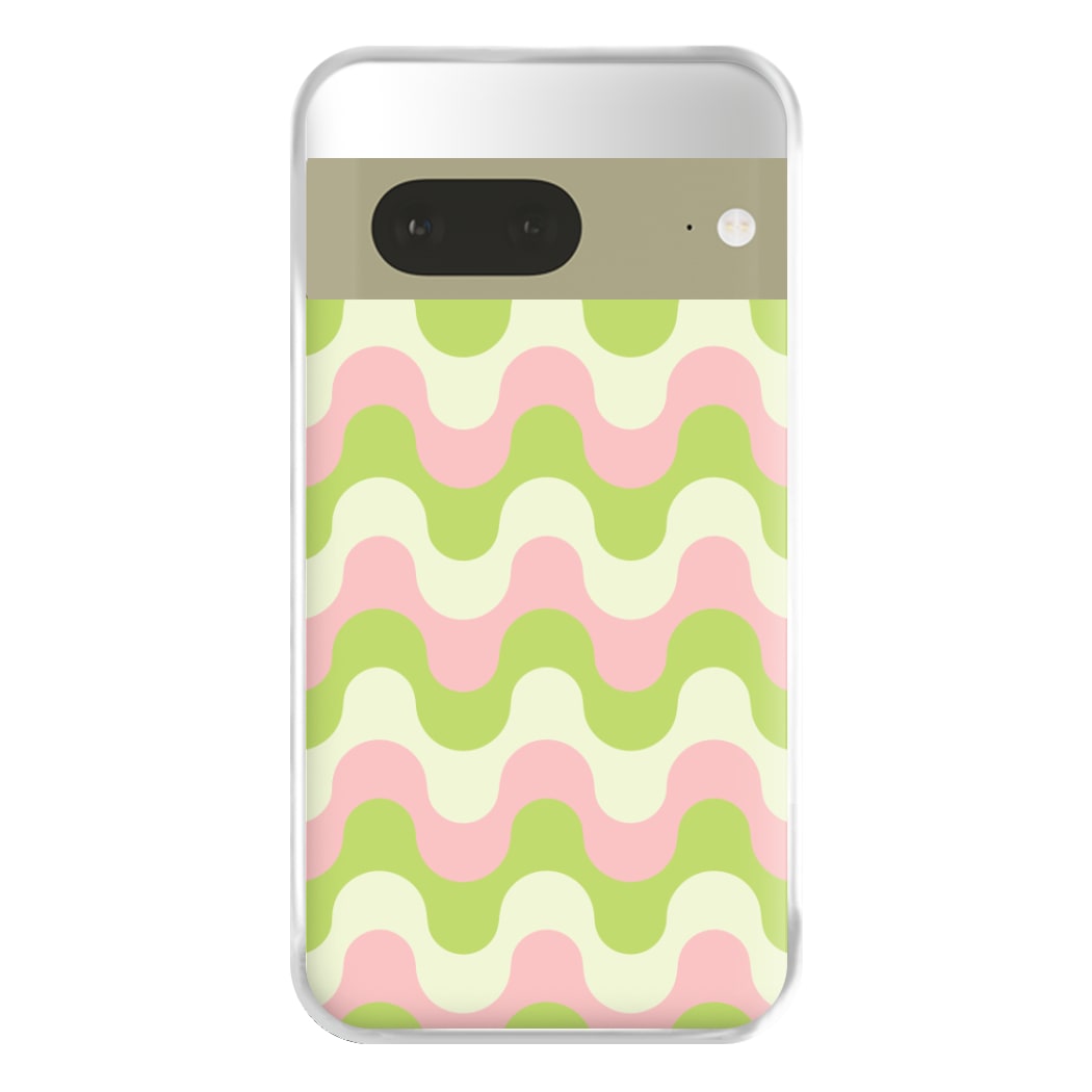 Green And Pink Retro Waves Pattern Phone Case for Google Pixel 7a