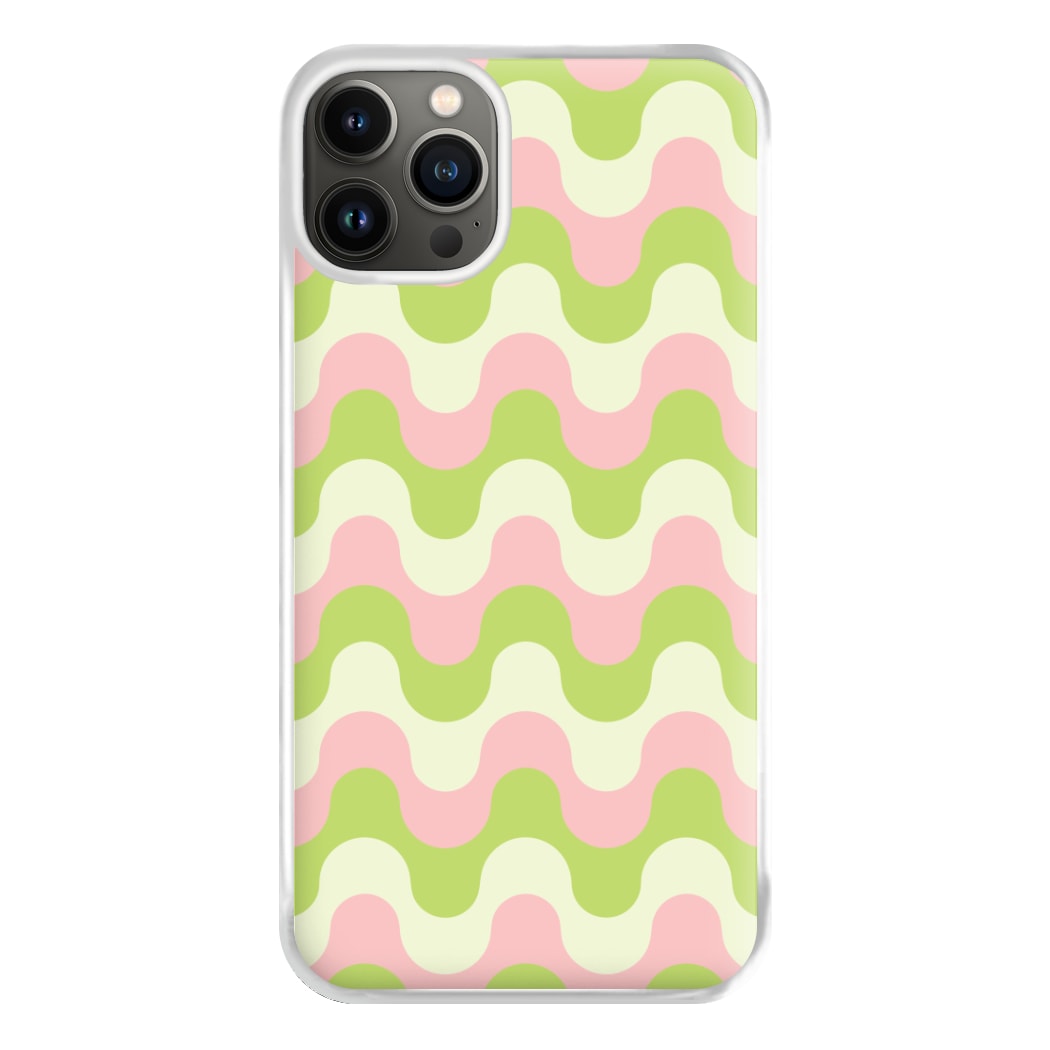 Green And Pink Retro Waves Pattern Phone Case for iPhone 13