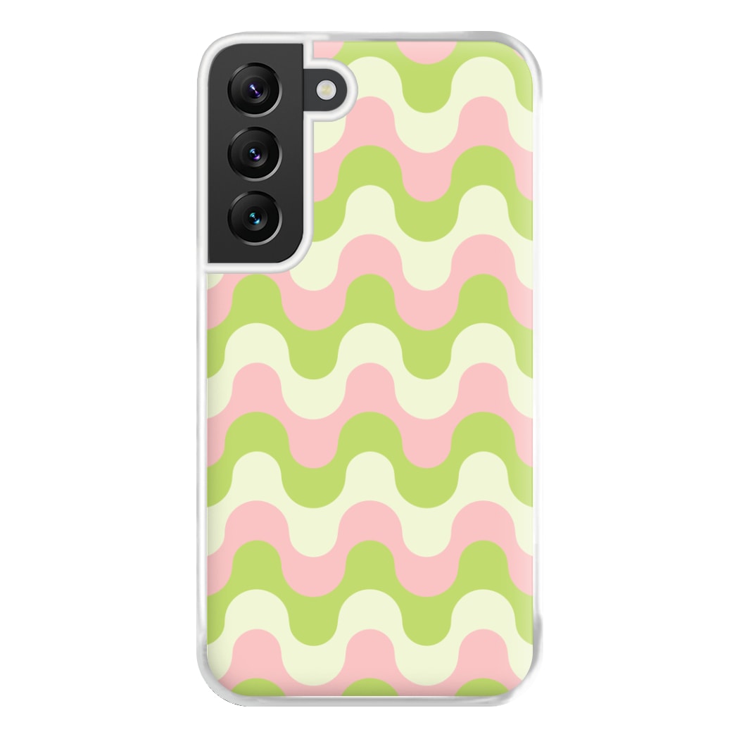 Green And Pink Retro Waves Pattern Phone Case for Galaxy S22 Plus