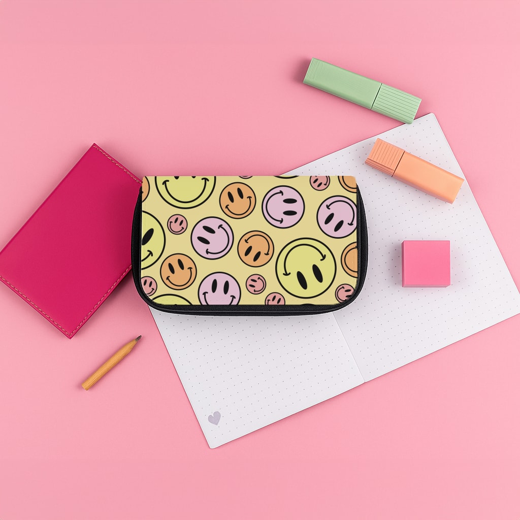 Retro Smileys Pattern Pencil Case