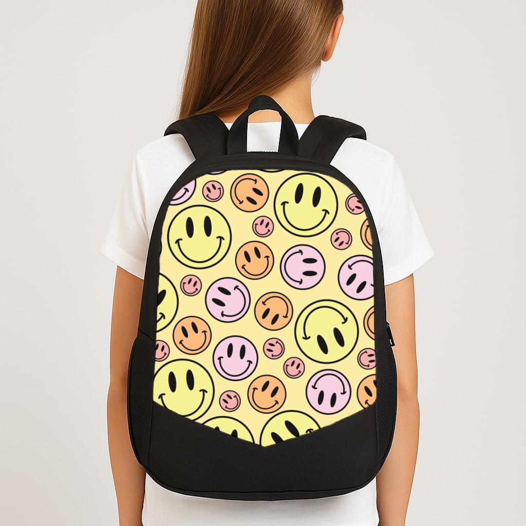 Retro Smileys Pattern Large School Bag