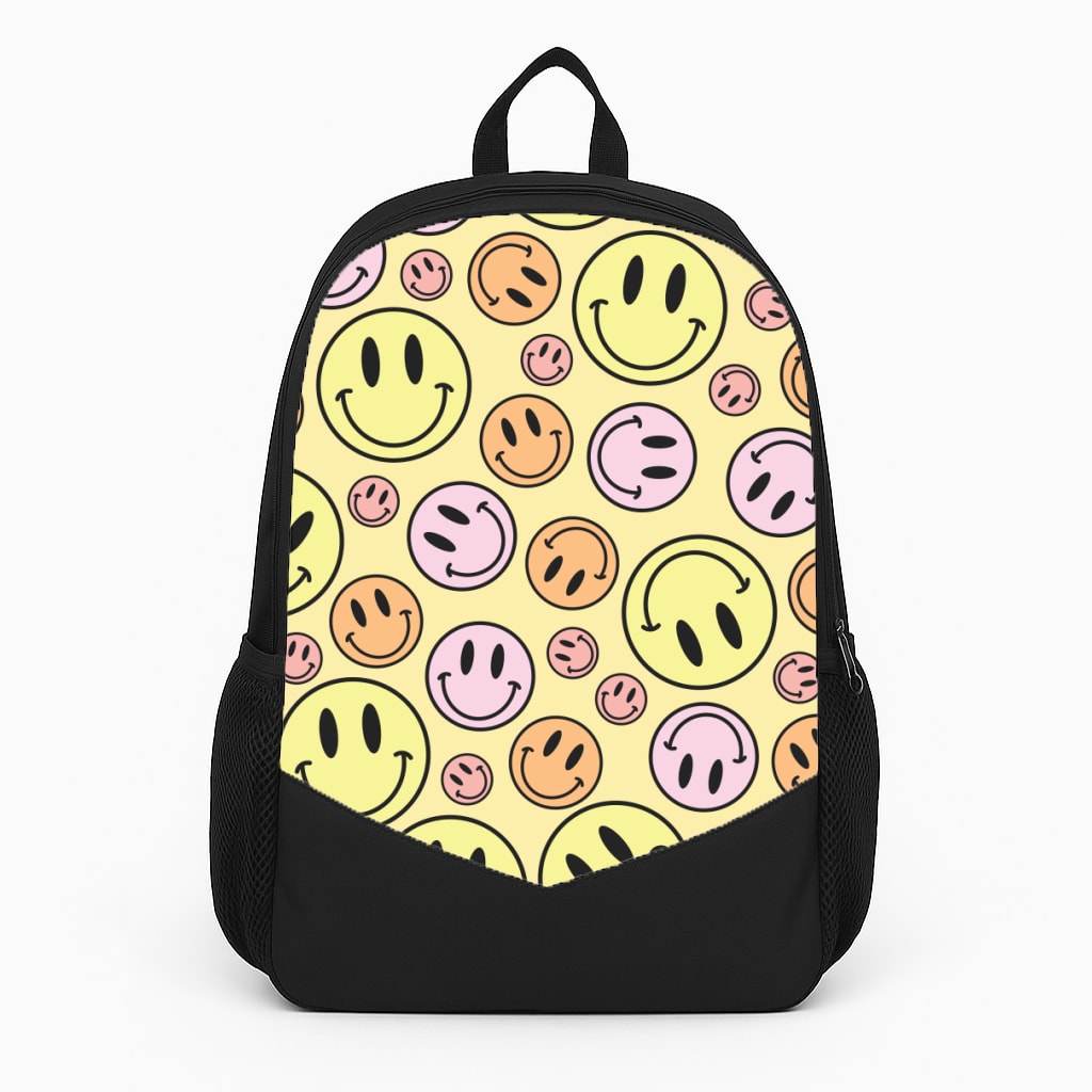 Retro Smileys Pattern Large Backpack
