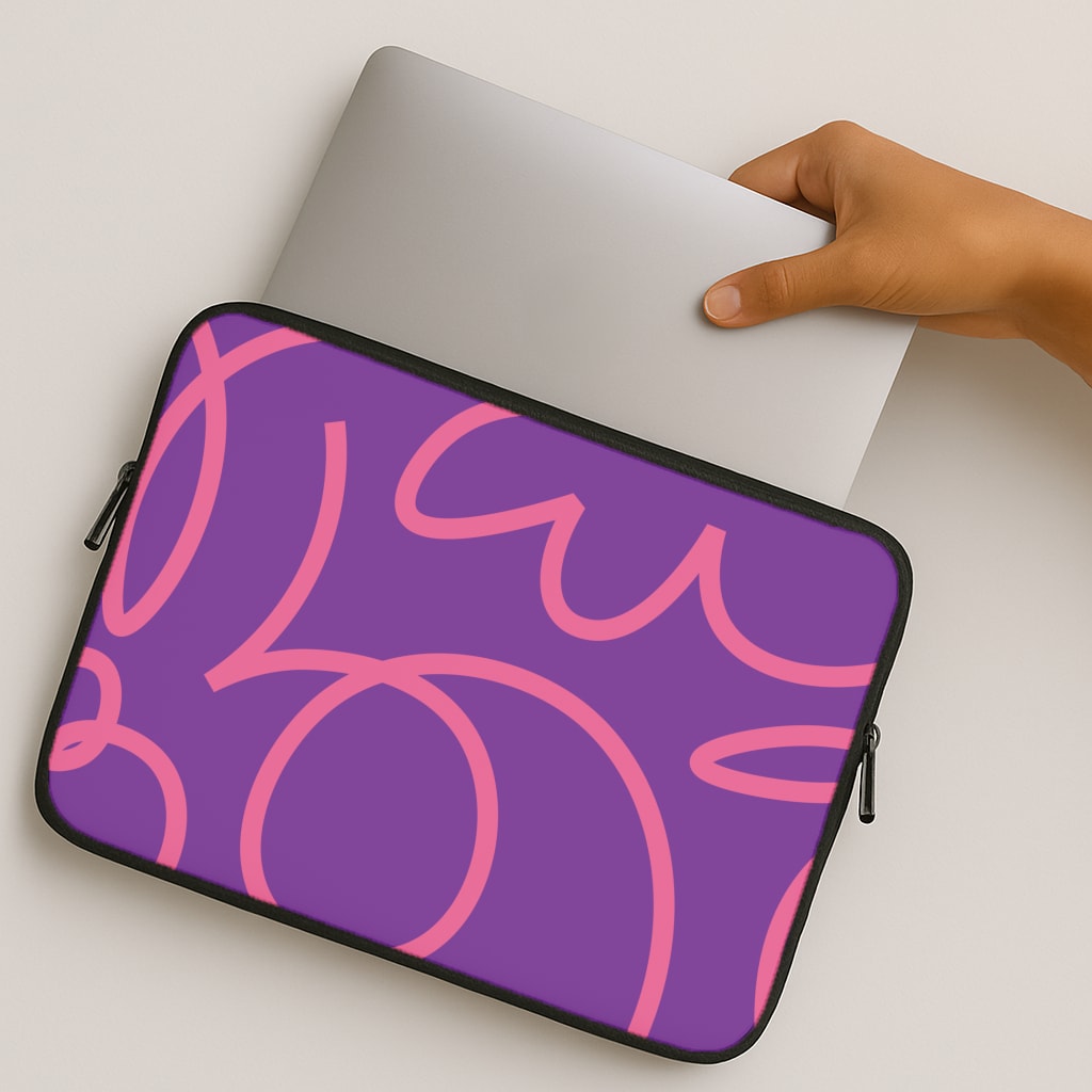 Pink Squiggles Abstract Pattern MacBook Case