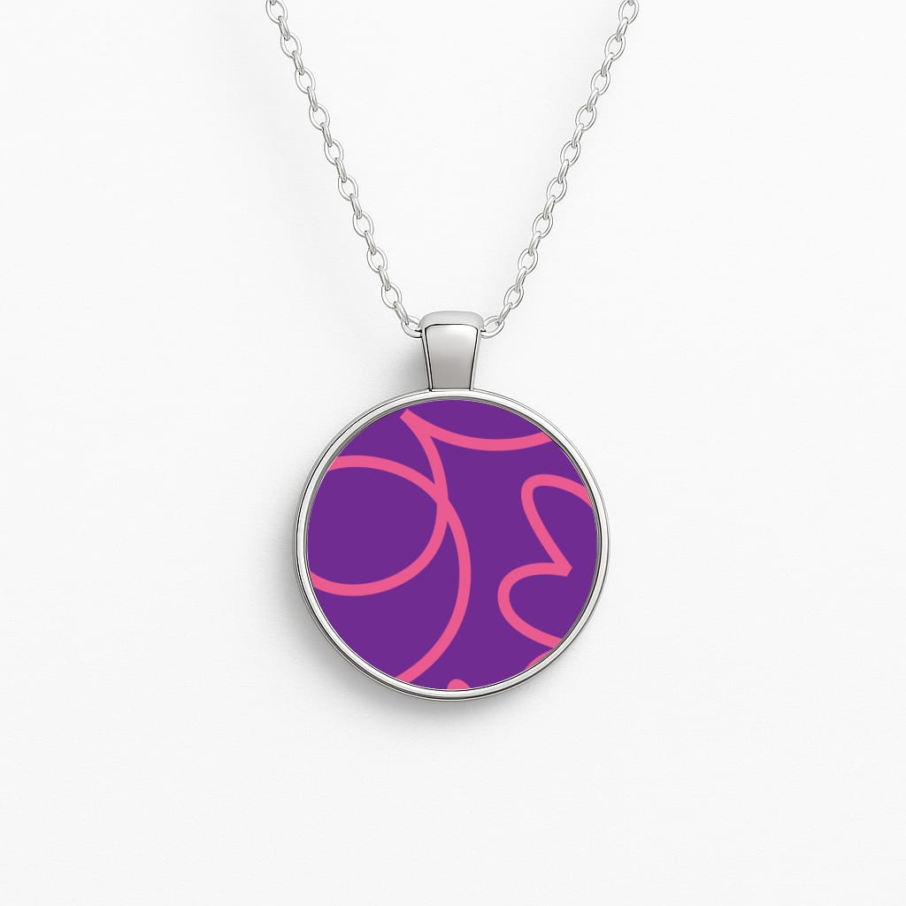 Pink Squiggles Abstract Pattern Necklace