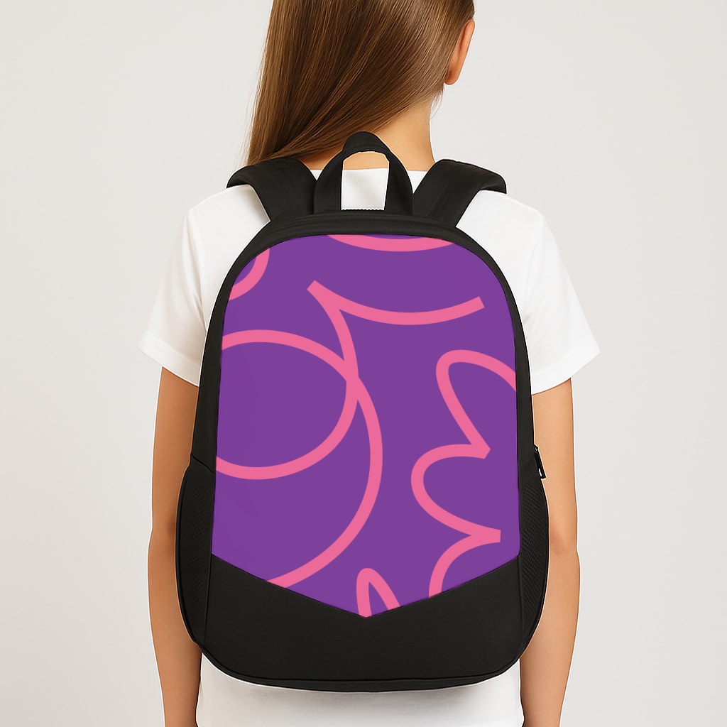 Pink Squiggles Abstract Pattern Large School Bag