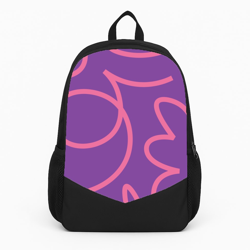 Pink Squiggles Abstract Pattern Large Backpack