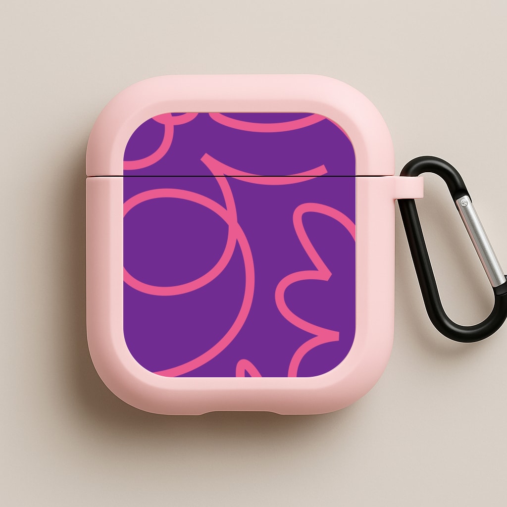 Pink Squiggles Abstract Pattern Pink AirPods Case