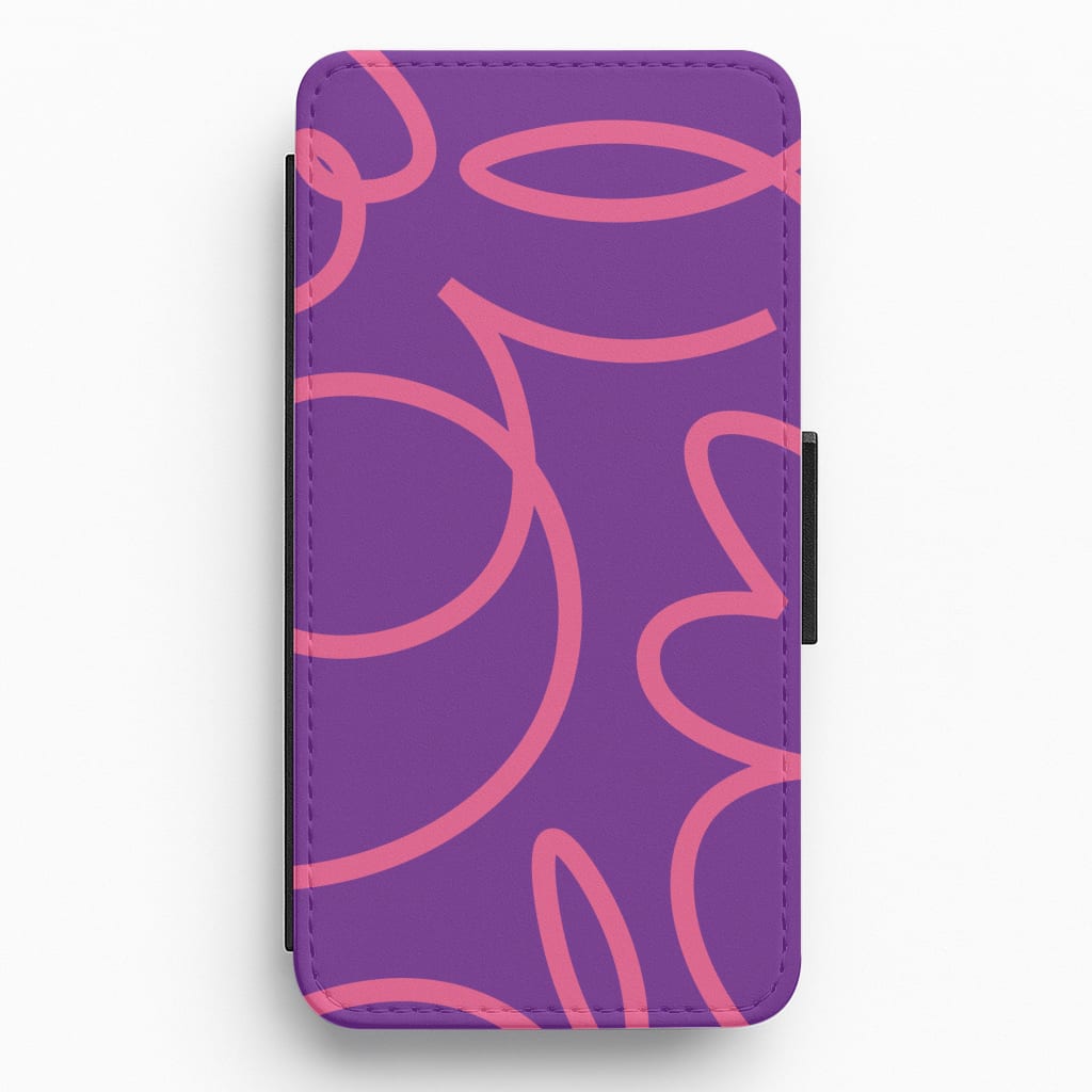 Pink Squiggles Abstract Pattern Flip / Wallet Phone Case