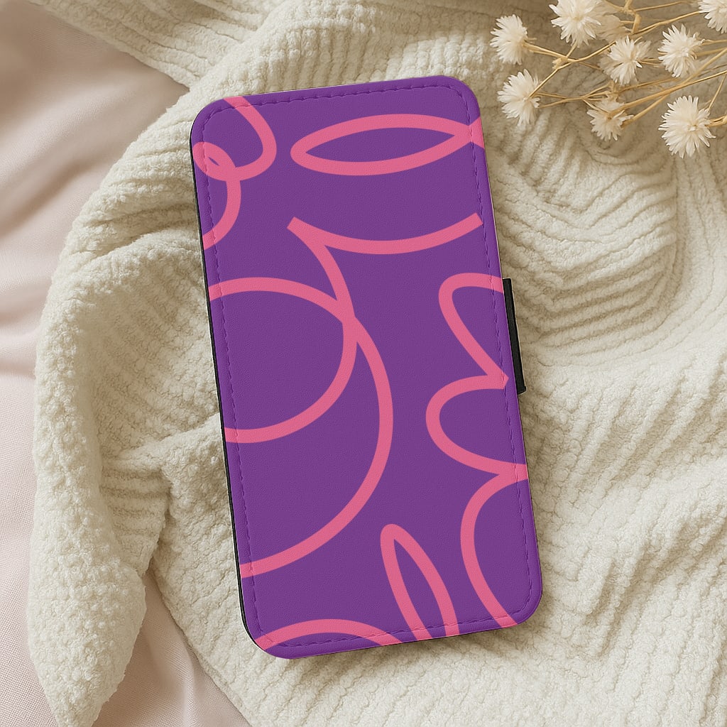Pink Squiggles Abstract Pattern Wallet Phone Case